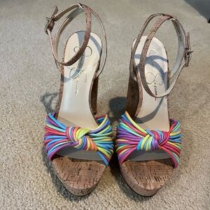 Multi color platform sandal